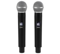 Microfono Wireless, Piccolo Microfono a Cordone a Doppio Portatile UHF con Ricevitore Ricaricabile, Gamma di 98 Piedi, Microfono a Cancellazione del Rumore Professionale per Canto