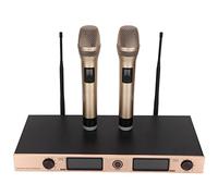 Microfono Wireless Professionale | Sistema Microfono Senza Fili | Microfono Palmare UHF a Doppio Canale | Impianto Karaoke Professionale Completo per Feste/Matrimoni/Chiesa/Conferenze/Discorso(220V)