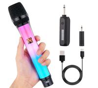 Microfono wireless RGB Dazzle, cancellazione intelligente del rumore, ricaricabile tramite Bluetooth, corpo luminoso RGB, adatto per karaoke, chiesa, matrimonio, 40 m, 20 ore (WX81)