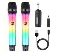 Microfono wireless RGB Dazzle, cancellazione intelligente del rumore, ricaricabile tramite Bluetooth, corpo luminoso RGB, adatto per karaoke, chiesa, matrimonio, 40 m, 20 ore (WX82)