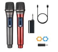 MICROFONO WIRELESS RICARICABILE DOPPIO SISTEMA AUDIO PROFESSIONALE PER EVENTI