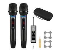 Microfono wireless ricaricabile UHF per cantare con borsa, microfono dinamico portatile in metallo con ricevitore, microfono karaoke wireless per altoparlante, DJ, gamma di 61 m di microfono senza