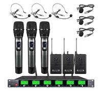 Microfono wireless UHF 3 Handheld Mic Headset Lavalier Bodypack 3 Lapel Mic Karaoke Chiesa Conferenza Festa di nozze Frequenza A Scuola 6 Canali