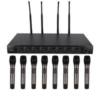 Microfono wireless, UHF 700MHz - 790MHz Set di microfoni a condensatore wireless professionale a 8 canali con 8 microfoni portatili per feste, chiesa, karaoke, riunioni, matrimoni, ecc.(eu)