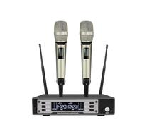 Microfono Wireless Uno O Due Microfoni UHF Microfonico Portatile Professionale A Lunga Distanza Canto Dal Vivo Riproduzione Chiara Del Suono(Gold)