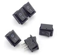 Microinterruttore Interruttore a bilanciere 5pcs 2 Pin 2 on-off Interruttore a bilanciere for barca Push 6A / 250VAC 10A 125VAC Pulsante 15 * 21mm for cruscotto auto Camion(Color:Black)
