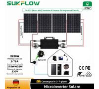 Microinverter solare da 2250W Plug and Play con 4 MPPT, monitoraggio WiFi, impermeabile IP67, per balcone, casa, sistema fotovoltaico connesso alla rete.