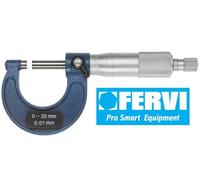 MICROMETRO CENTESIMALE ANALOGICO ESTERNI 0-25 MM METALLO DURO FERVI M033/00/25