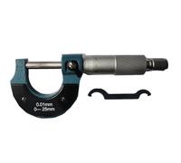 Micrometro con diametro esterno da 0 a 75 mm per filettatura esterna da 0 a 75 mm con un valore di divisione di 0,01 mm. Le marcature di divisione ben definite migliorano la leggibilità (0-25 mm)