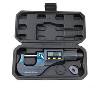 Micrometro digitale esterno, gamma 0 25 mm con tecnologia a doppio chip per letture stabili, facce di misurazione in lega temprata, meccanismo di arresto a cricchetto e funzione di impostazione ABS