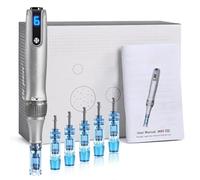 Microneedling Pen M8S, Dermapen professionale Dr.pen wireless con 6 aghi di ricambio 12 pin 36 pin, 6 livelli di velocità regolabili da 0,25 a 2,5 mm