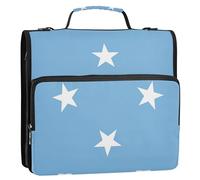 Micronesia - Raccoglitore con cerniera, 3,8 cm, 3 anelli, raccoglitore ad anelli con tracolla, per scuola media, cartella con manico