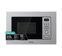 Hisense BIM320G41X - Microonde integrabile, 1000 W, 20 l, altezza 38,8 cm x larghezza 59,5 cm, colore inox, 5 livelli di potenza, 15 programmi preimpostati, Grill Combo, Scongelare per tempo o peso