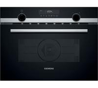 Siemens CM585AGS1 iQ500 Microonde da incasso ad aria calda 60 x 45 cm, 900 W, 44 L, in acciaio inox, controllo touchControl, aiuto idrolitico per la pulizia cookControl 15 microgrammi automatici, nero