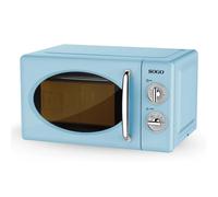 Sogo Microonde bianco con capacità di 20 l - Microonde 5 Potenze e Funzione Scongelamento - Microonde 700 Watt con Timer 30 Minuti e Stile Vintage - Senza Grill Piatto girevole (Blu)