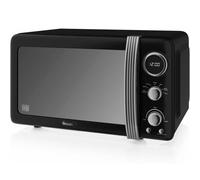 SWAN - Sm22030lbneu Retro Microonde Digitale 20l, 5 Livelli Di Potenza, Scongelamento, Timer 60 Min. 800w Nero - SPEDIZIONE GRATUITA