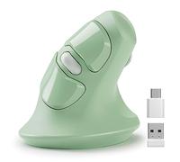 MicroPack - Mouse ergonomico senza fili verticale con ricevitore USB A e tipo C, design Ergo riduce l'affaticamento muscolare, 6 pulsanti, mouse 800/1200/1600 DPI per Windows, Mac, PC, laptop, verde