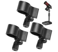 Microphone Clip, Mic Stand Holder, 10x8.5x5.5cm/3.94x3.35x2.17 Inches Adjustable Clamp Mount, Secure Thread Adapter, 3 Pack Black Set, for Studio Recording, Streaming, Podcasting