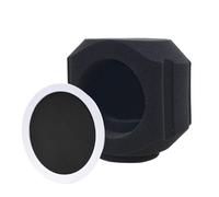 Microphone Isolation Shield, Sound Absorbing Shield with Filter, Portable Soundproof Cover for Podcast, Singing, Rapping, Home Studio, Live Performance, Black