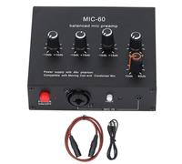 Microphone Preamp 60db Gain 48V Power XLR 3.5mm 6.5mm Mic Amplifier Interface DC5 12V for Home Studio Live Broadcast with Adjustment