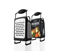 Microplane Grattugia Box 4 Facce con mandolina Laterale e Tre Lame per grattugiare: fine, Ultra Spessa e Doppia Lama Media, Lame in Acciaio Inossidabile