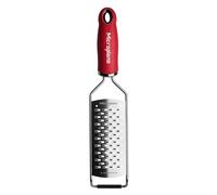 Microplane Grattugia da cucina Doppia lama media Acciaio inossidabile Rossa Serie Gourmet ideale per Formaggio, Mela, Carota, Zucchina e Cioccolato