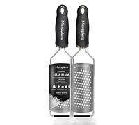 Microplane Grattugia da Cucina Lama a Stella Acciaio Inossidabile Nera Serie Gourmet Ideale per Formaggio a Pasta Dura, Agrumi, Cioccolato, Zenzero e Noce Moscata