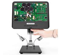 Microscope Digital 5X-1200X Microscope AD208S 8.5 Inch LCD Display Screen Adjustable 1080P Scope Soldering Tool with Two Fill Lights (Color : No Battery) (With Battery)