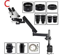 Microscopio 3. 5x-90x 7x-45x Microscopio stereo Trinoculare Microscopio industriale Morsetto a braccio articolato Simul-Focal 3 8MP HDMI. Set di videocamera digitale (Color : C)