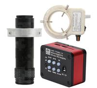 Microscopio 4K UHD FHD 60FPS Microscopio video elettronico industriale digitale e obiettivo 120X con attacco C con luce ad anello regolabile a 56 LED - Rosso