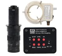 Microscopio 4K UHD FHD 60FPS Microscopio video elettronico industriale Microscopio digitale e obiettivo 180X con attacco C con luce ad anello regolabile a 56 LED - Blu