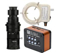 Microscopio 4K UHD FHD 60FPS Microscopio video elettronico industriale Microscopio digitale e obiettivo 200X con attacco C con luce ad anello regolabile a 56 LED - Arancione