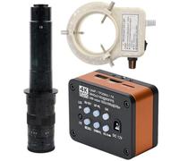Microscopio 4K UHD FHD 60FPS Microscopio video elettronico industriale Microscopio digitale e obiettivo 300X con attacco C con luce ad anello regolabile a 56 LED - Arancione