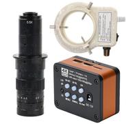 Microscopio 4K UHD FHD 60FPS Microscopio video elettronico industriale Microscopio digitale e obiettivo 180X con attacco C con luce ad anello regolabile a 56 LED - Arancione