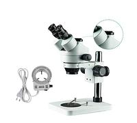 Microscopio, 7-4. 5x 3.5x-90x Microscopio Binoculare Trinoculare Stereo Zoom Big Table Stand Microscope Repair con PORTATO Luce dell'anello(Set B Trinocular)