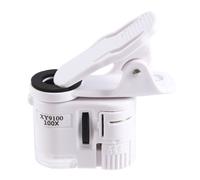 Microscopio a clip con zoom 100X e luce LED, lente d'ingrandimento portatile tascabile in vetro.