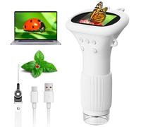 Microscopio Ahalfcit, microscopio portatile per bambini, microscopio digitale, fotocamera con zoom 1000x, schermo da 2 pollici, regalo per bambini da 3 a 12 anni, giocattoli educativi(Bianco)