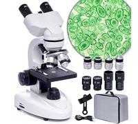 Microscopio Binoculare 200X-5000X Microscopio Professionale Per Adulti Studenti Laboratorio Scuola Casa Con Composti Con Moltiplicatore 6X Accessori Custodia di Trasporto Binocular Microscopi