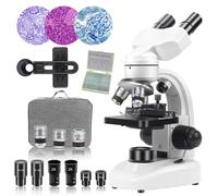 Microscopio binoculare composto 40X-2000X, WF10X WF25X con Lame di Microscopio (30 pezzi), Platino meccanico, per la scuola, il laboratorio, l'educazione domestica per gli studenti adulti