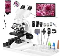 Microscopio binoculare composto, oculare WF10x e WF50x, ingrandimento 40X-2000X, fase meccanica a due strati di illuminazione del LED