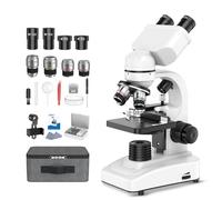 Microscopio Binoculare Composto per Adulti e Bambini: Microscopio Professionale 40X-1000X con Palcoscenico Meccanico a Doppio LED - Valigetta Portatile per Studenti Uso Lab Casa e Scuola Edu