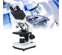 Microscopio Binoculare, Microscopio Ottico, Oculare Grandangolare 16x A 3 Fori Inclinato Verso L'esterno, Piattaforma/corpo in Metallo, Sorgente Luminosa A LED,A