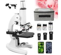 Microscopio biologico con supporto per cellulare, angolo di visione da 0 a 45°, ideale per studenti, scuole, laboratori e acquacoltura