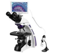 Microscopio composto trinoculare professionale da laboratorio con zoom biologico HD + LCD VGA 7 pollici + portatile elettronico digitale,Messa a fuoco precisa
