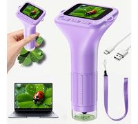Microscopio digitale 1000x per bambini Schermo IPS da 2 pollici Obiettivo ottico da 2 MP con fotocamera e funzione video per il regalo di compleanno di Natale