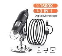 Microscopio digitale 1600X Microscopio elettronico professionale USB TypeC 3in1 con lente d'ingrandimento per fotocamera endoscopio 8LED per saldatura 3in1 0.3MP