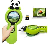 Microscopio digitale 2 in 1 per bambini, un obiettivo per fotocamera e un obiettivo per microscopio, microscope for kids 100X, piccoli esploratori, 16GB, Panda
