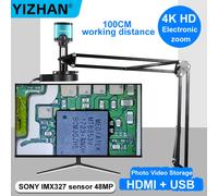 Microscopio digitale 4K 60MP, fotocamera per microscopio video industriale HDMI Type-C/USB 48MP/13M 1080P, obiettivo con attacco C con zoom 150X, PCB di riparazione