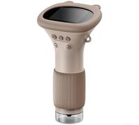 Microscopio digitale con ingrandimento 100x con schermo HD IPS per bambini, giocattolo portatile per ispezione di piante, insetti, monete, 14,4 cm, bianco (marrone)