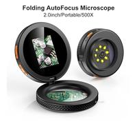 Microscopio digitale con messa a fuoco automatica 500X Microscopio video a moneta 1080P con 8 LED per riparazioni elettroniche Anziani che leggono Windows/Mac